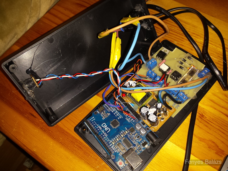 Dimmer disassembled showing the power supply, microcontroller and the high voltage board